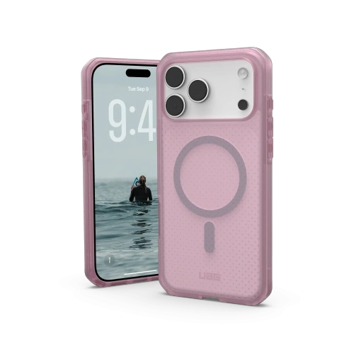 Etui UAG Urban Armor Gear Dot MagSafe w kolorze fioletowym, idealne dopasowanie do iPhone 17 Pro Max.