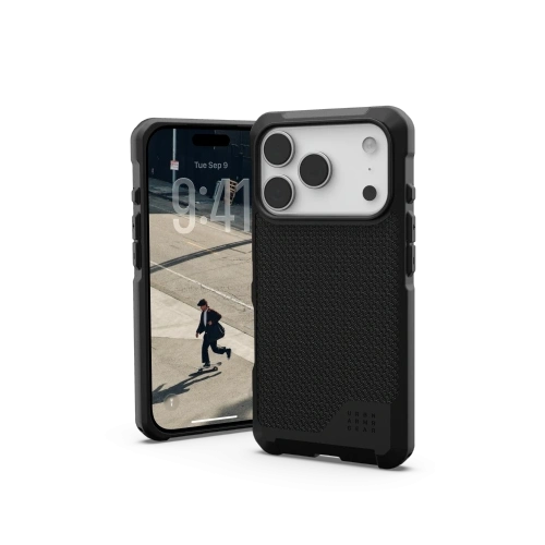 Etui UAG Metropolis LT MagSafe w kolorze czarnym, idealne dopasowane do Apple iPhone 17 Pro.