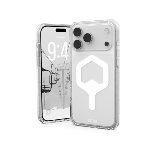 Etui UAG Urban Armor Gear Plyo MagSafe w kolorze szarym, idealnie dopasowane do iPhone 17 Pro Max.