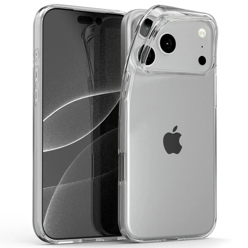 Etui Mercury Jelly Clear do Apple iPhone 17 Pro Max w przezroczystym kolorze, ukazujące elastyczny materiał TPU.