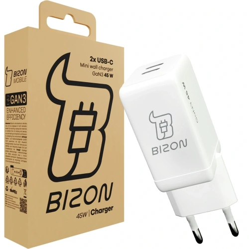 Bizon Charger VT-36B 45W GaN charger in white casing