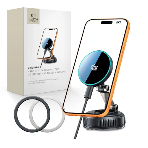 Car mount with wireless charger Tech-Protect MM25W-V8 Qi2.2 25W