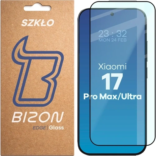 Bizon Glass Edge 2 tempered glass for Xiaomi 17 Ultra black frame