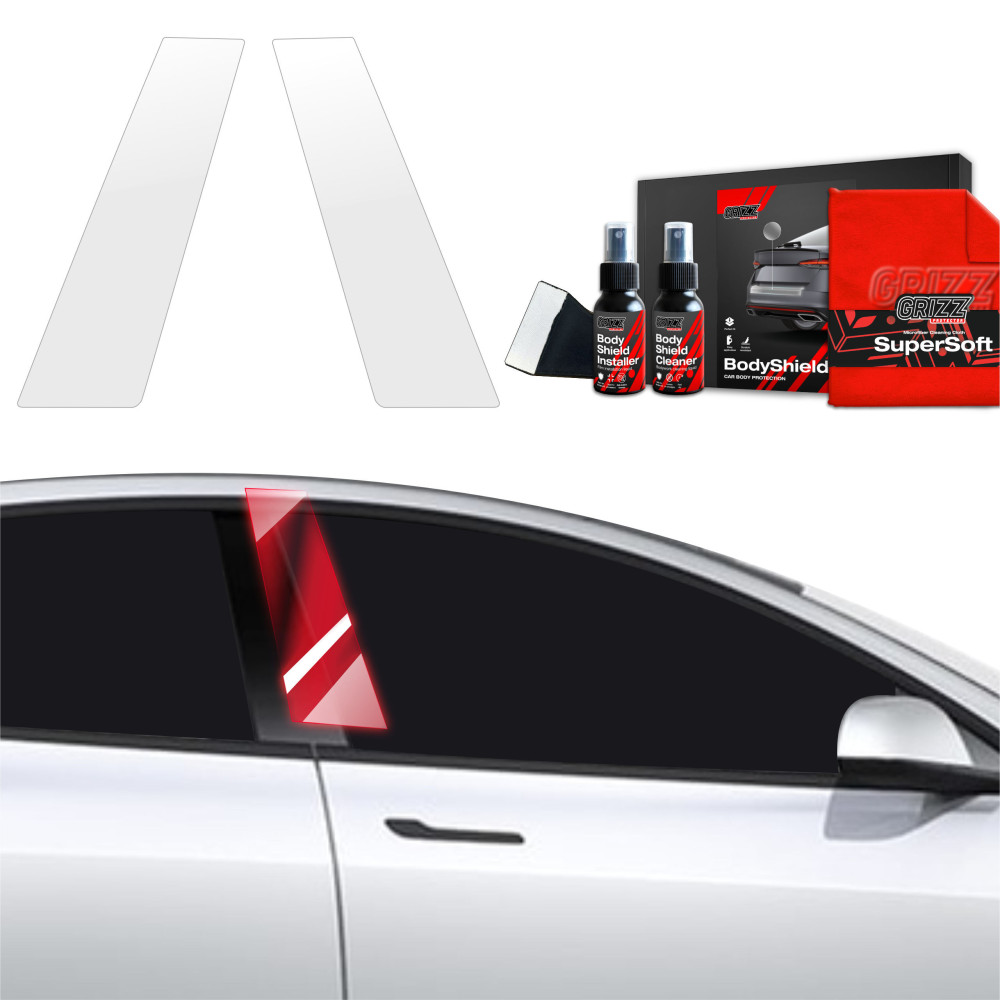 Protective film for GrizzGlass BodyShield pillars for Tesla Model 3 2021-2025 2in1