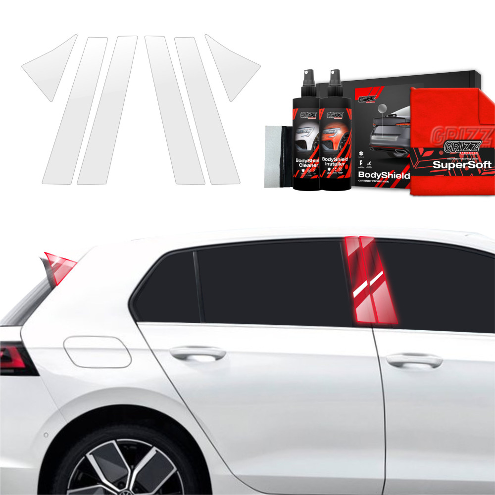 Protective film for GrizzGlass BodyShield pillars for Volkswagen Golf 8 2024-2025 6in1