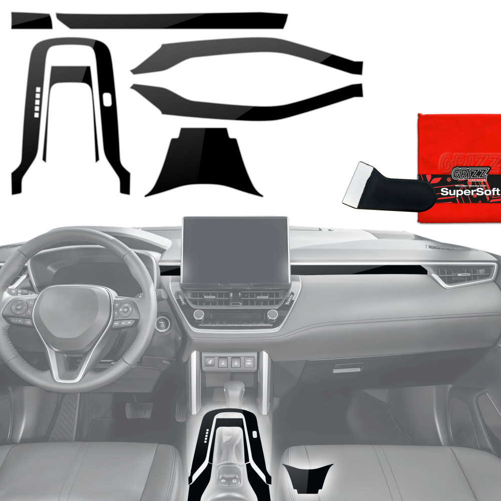 GrizzGlass PianoSkin interior film for Toyota Corolla Cross 2019-2025 7in1