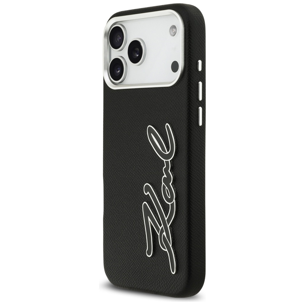 Etui Karl Lagerfeld FW Grained Signature Logo do Apple iPhone 17 Pro Max czarny