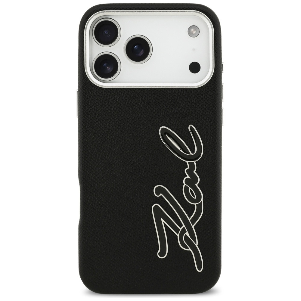 Etui Karl Lagerfeld FW Grained Signature Logo do Apple iPhone 17 Pro Max czarny