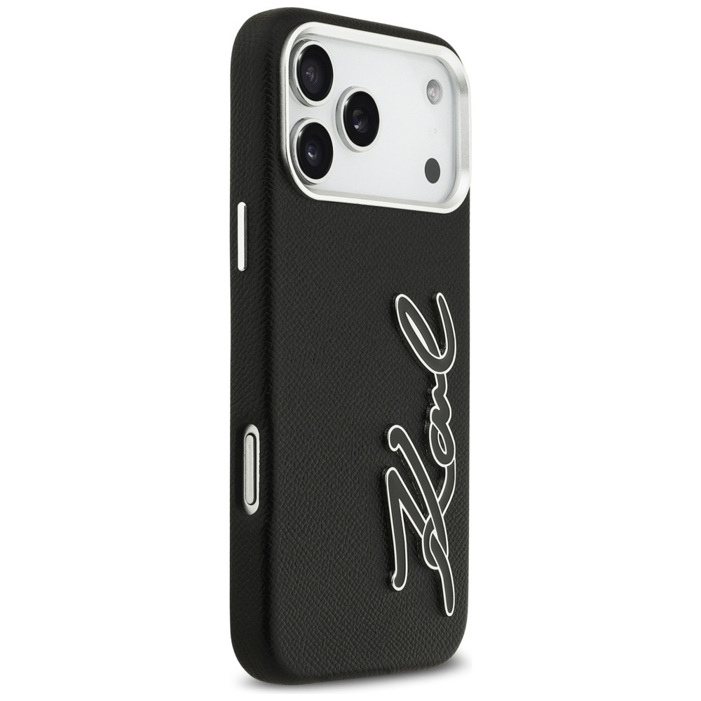 Etui Karl Lagerfeld FW Grained Signature Logo do Apple iPhone 17 Pro Max czarny