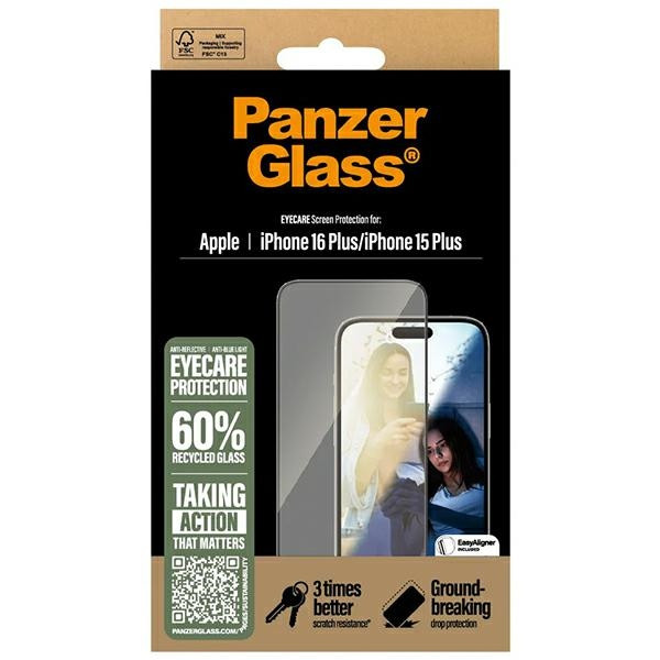 Szkło hartowane PanzerGlass EyeCare Screen Protector do Apple iPhone 16 Plus / 15 Plus Ultra-Wide Fit