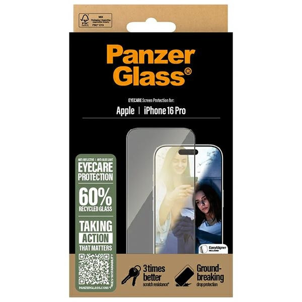 Szkło hartowane PanzerGlass EyeCare Screen Protector do Apple iPhone 16 Pro Ultra-Wide Fit