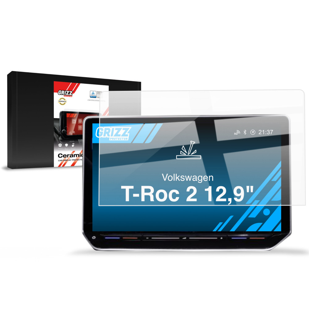 GrizzGlass CarDisplay Protection ceramic film for Volkswagen T-Roc 2 12.9 inch 2025-2026