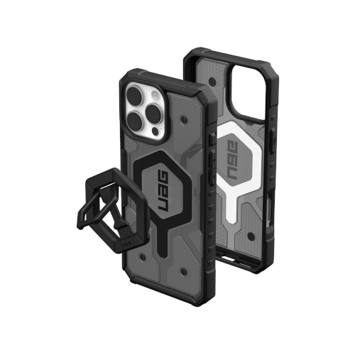 Etui mit Ständer Magnetic Ring UAG Urban Armor Gear Pathfinder Clear MagSafe Bundle für Apple iPhone 16 Pro Max (ash)