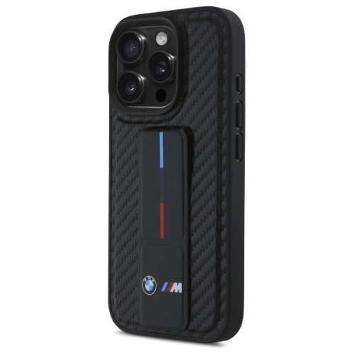 Husa BMW pentru Apple iPhone 16 Pro Max hardcase M Grip Stand Smooth and Carbon negru