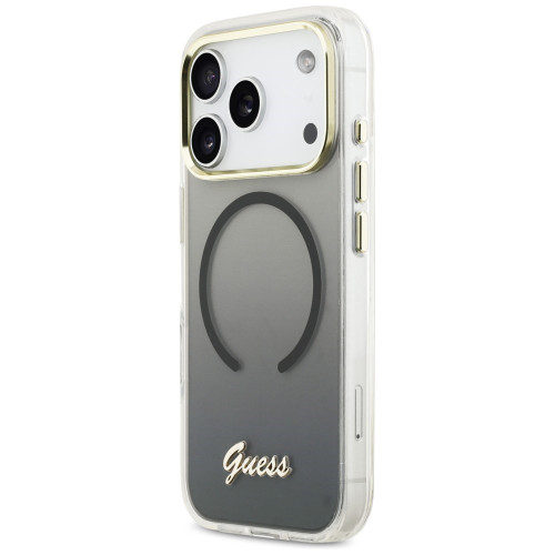 Guess IML Gradient Script Metal MagSafe case for Apple iPhone 17 Pro black