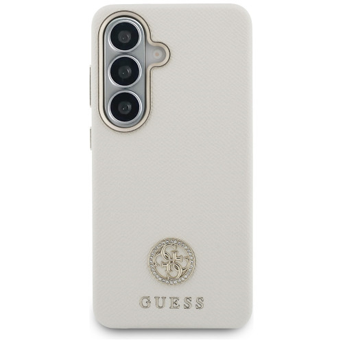 Guess Rhinestone Round Logo MagSafe case for Samsung Galaxy S26+ Plus beige