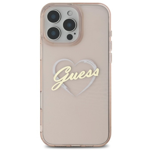 Husa Guess pentru Apple iPhone 16 Pro hardcase IML Heart roz