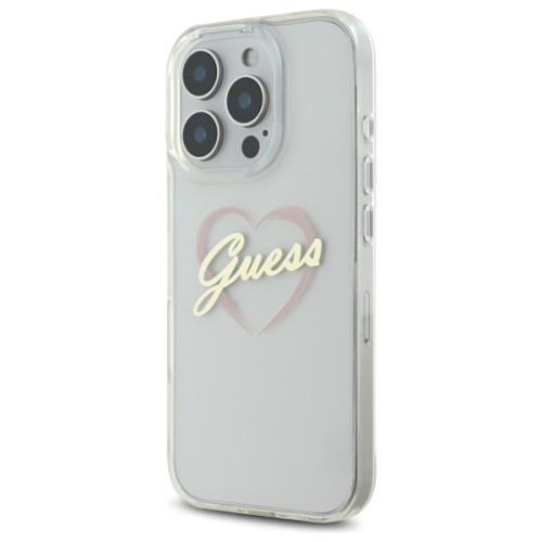 Etui Guess für Apple iPhone 16 Pro Hardcase IML Heart transparent
