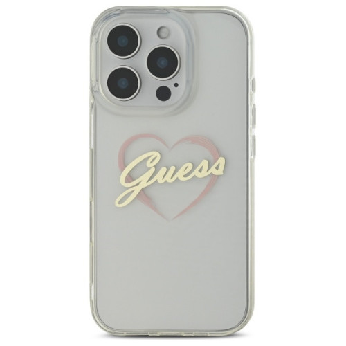 Etui Guess für Apple iPhone 16 Pro Hardcase IML Heart transparent