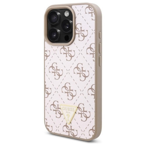 Husa Guess pentru Apple iPhone 16 Pro hardcase New 4G Triangle albă