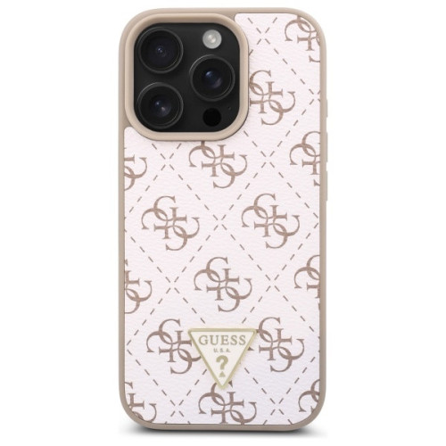 Husa Guess pentru Apple iPhone 16 Pro hardcase New 4G Triangle albă