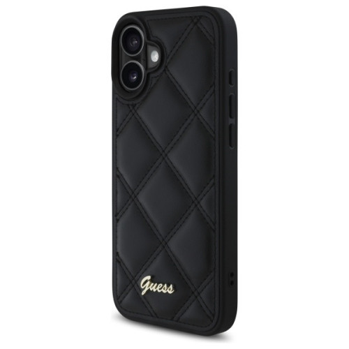 Case Guess for Apple iPhone 16 Plus hardcase Quilted Metal Logo black