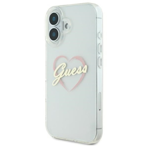Etui Guess für Apple iPhone 16 Hardcase IML Heart transparent