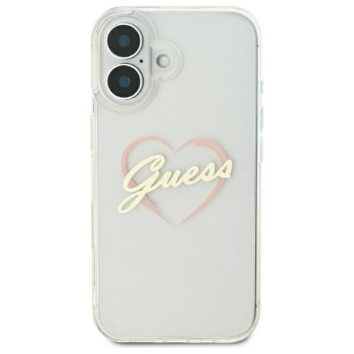 Etui Guess für Apple iPhone 16 Hardcase IML Heart transparent