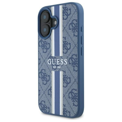 Hülle Guess für Apple iPhone 16 hardcase 4G Printed Stripes MagSafe blau