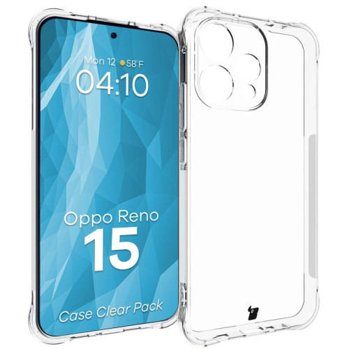Flexibles Case + 2x gehärtetes Glas Bizon Case Clear Pack für Oppo Reno 15