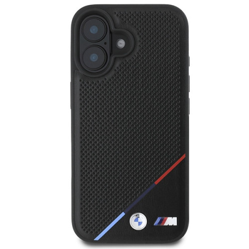 Case BMW for Apple iPhone 16 Plus hardcase M Perforated Tricolor Line MagSafe black
