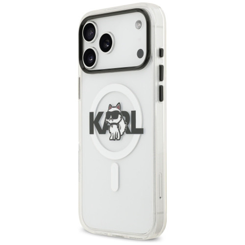 Husa Karl Lagerfeld IML Choupette Sketch Logo MagSafe pentru Apple iPhone 17 Pro Max transparentă