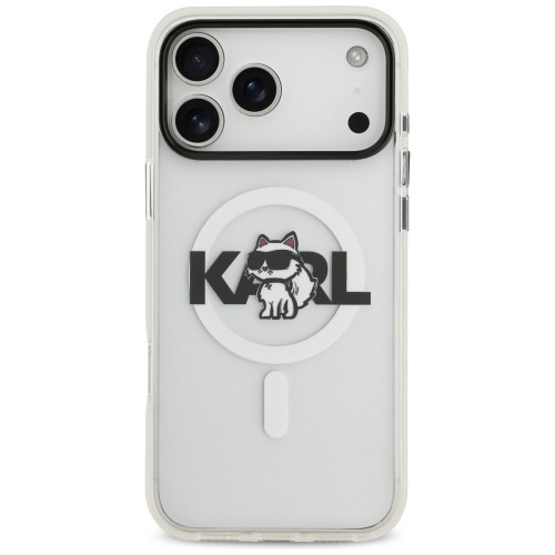 Husa Karl Lagerfeld IML Choupette Sketch Logo MagSafe pentru Apple iPhone 17 Pro Max transparentă