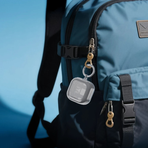 Elastyczne etui z karabińczykiem Bizon Case Headphone Clear do Samsung Galaxy Buds 4 / 4 Pro, przeźroczyste