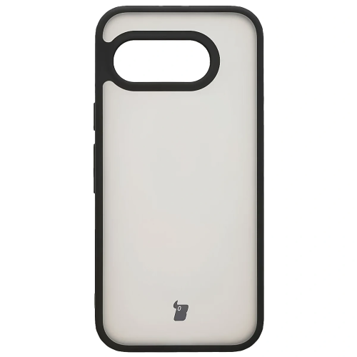 Etui + gehärtetes Glas Bizon Angelo Pack für Google Pixel 9a, rauchig mit schwarzem Rahmen