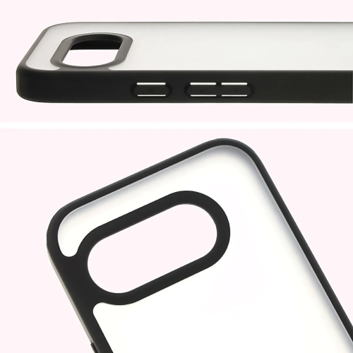 Etui + gehärtetes Glas Bizon Angelo Pack für Google Pixel 9a, rauchig mit schwarzem Rahmen