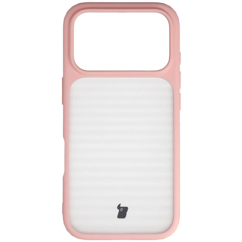 Etui + gehärtetes Glas Bizon Angelo Pack für Apple iPhone 17 Pro, rauchig mit hellrosafarbenem Rahmen