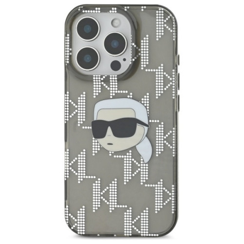 Etui Karl Lagerfeld für Apple iPhone 16 Pro hardcase IML Karl Head Electroplated schwarz