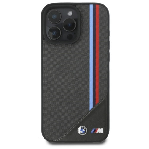 Husa BMW pentru Apple iPhone 16 Pro Max hardcase M Meshed Tricolor Stripes MagSafe antracit