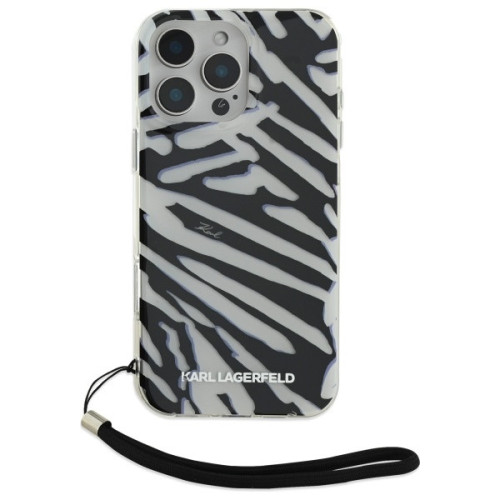 Husa Karl Lagerfeld pentru Apple iPhone 16 Pro hardcase IML Zebra Pattern & Cord negru
