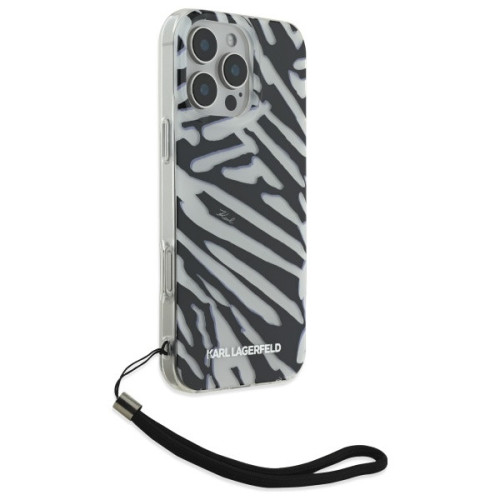 Husa Karl Lagerfeld pentru Apple iPhone 16 Pro hardcase IML Zebra Pattern & Cord negru