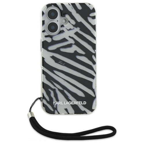 Etui Karl Lagerfeld do Apple iPhone 16 hardcase IML Zebra Pattern & Cord czarny