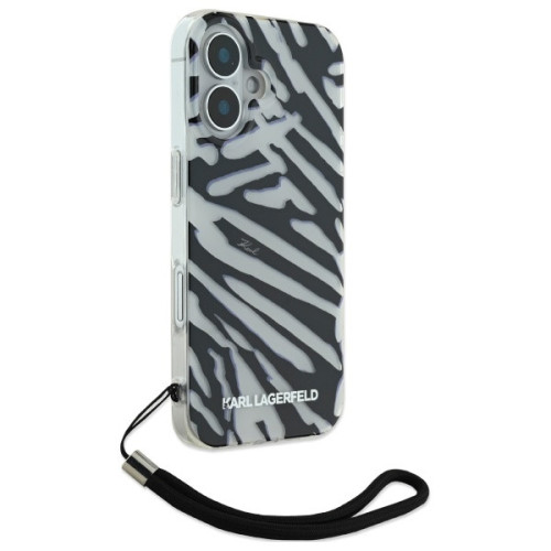 Etui Karl Lagerfeld do Apple iPhone 16 hardcase IML Zebra Pattern & Cord czarny