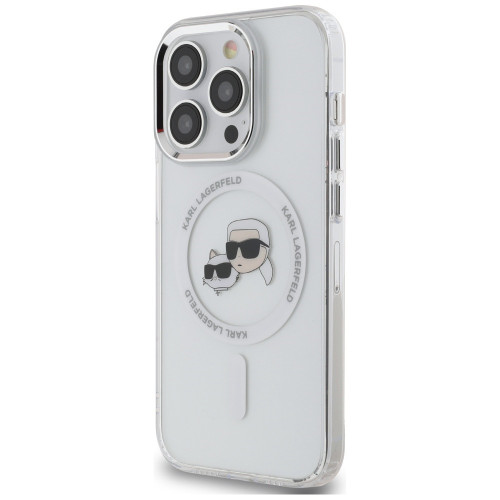 Hülle Karl Lagerfeld für Apple iPhone 14 Pro hardcase IML Metal Karl&Choupette Head MagSafe weiß