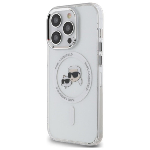 Etui Karl Lagerfeld für Apple iPhone 14 Pro Max hardcase IML Metal Karl&Choupette Head MagSafe weiß