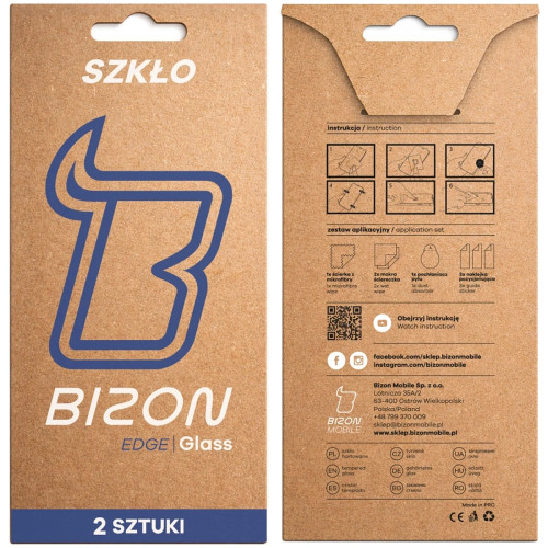 Szkło hartowane Bizon Glass Edge Duo do OnePlus 15, czarna ramka, 2 sztuki