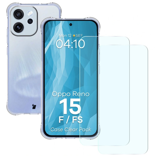 Elastyczne etui + 2x szkło hartowane Bizon Case Clear Pack do Oppo Reno 15 F / FS