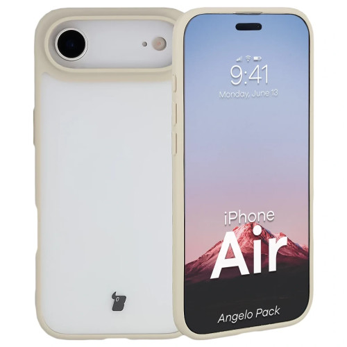 Etui + szkło hartowane Bizon Angelo Pack do iPhone Air, przydymione z beżową ramką