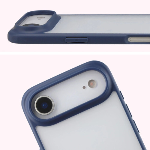 Etui + szkło hartowane Bizon Angelo Pack do iPhone Air, przydymione z granatową ramką