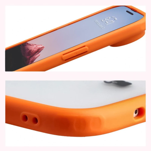 Etui + szkło hartowane Bizon Angelo Pack do iPhone Air, przydymione z pomarańczową ramką